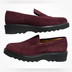 Aquatalia Burgundy Suede Platform Loafers | Women’s 8.5 | New